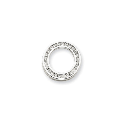 14k White Gold Real Diamond Circle Pendant