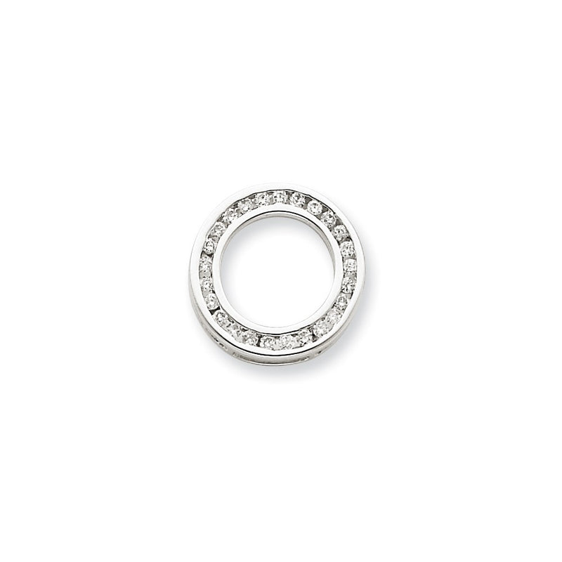 14k White Gold Real Diamond Circle Pendant