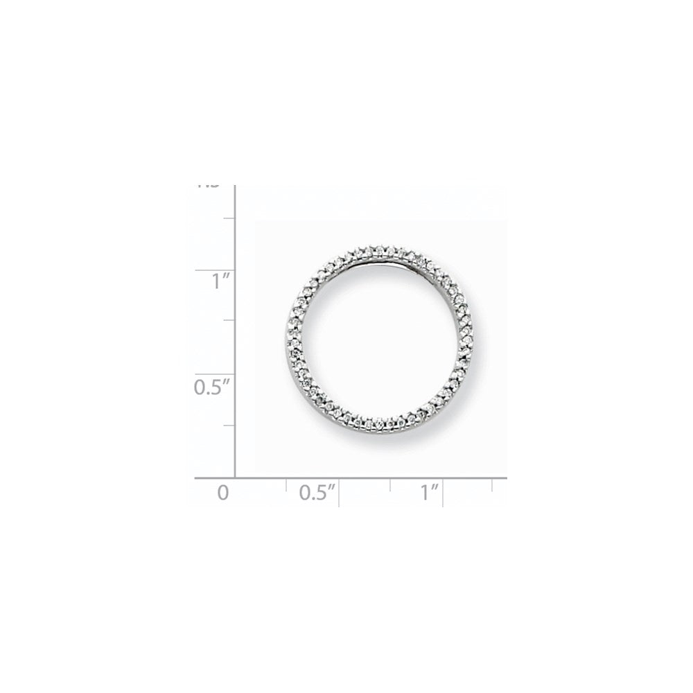 14k White Gold Real Diamond Circle Pendant
