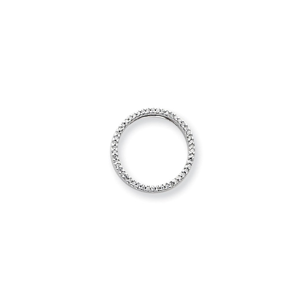 14k White Gold Real Diamond Circle Pendant