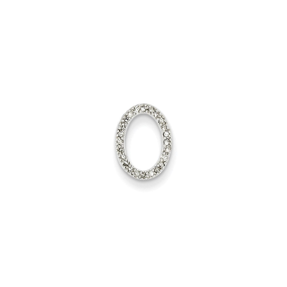14k White Gold Real Diamond Oval Pendant