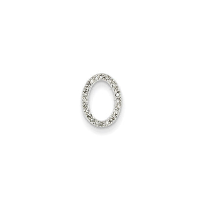 14k White Gold Real Diamond Oval Pendant