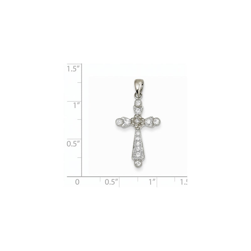 14k White Gold Real Diamond Cross Pendant