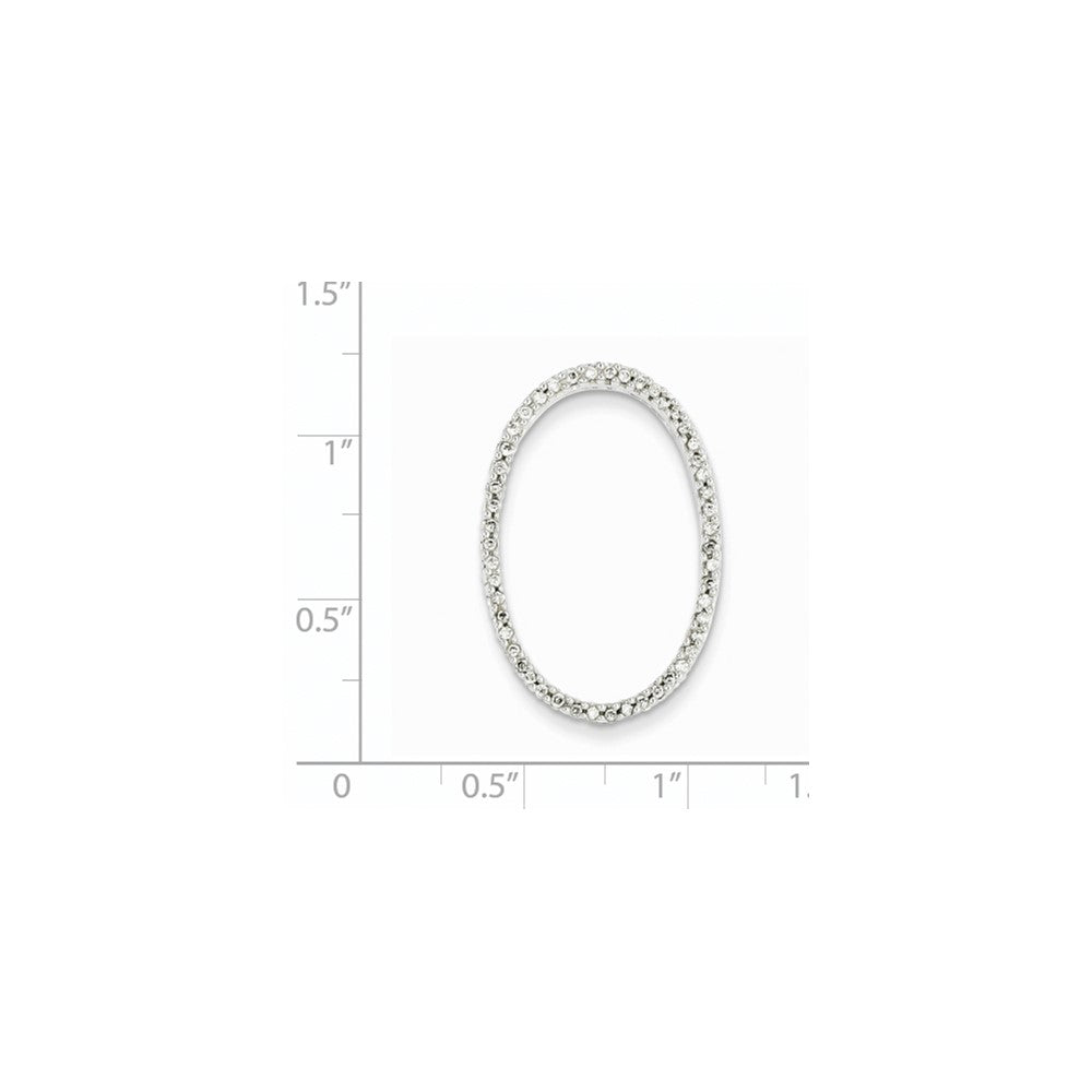 14k White Gold Real Diamond Oval Pendant