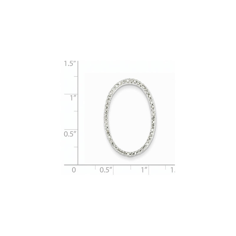 14k White Gold Real Diamond Oval Pendant