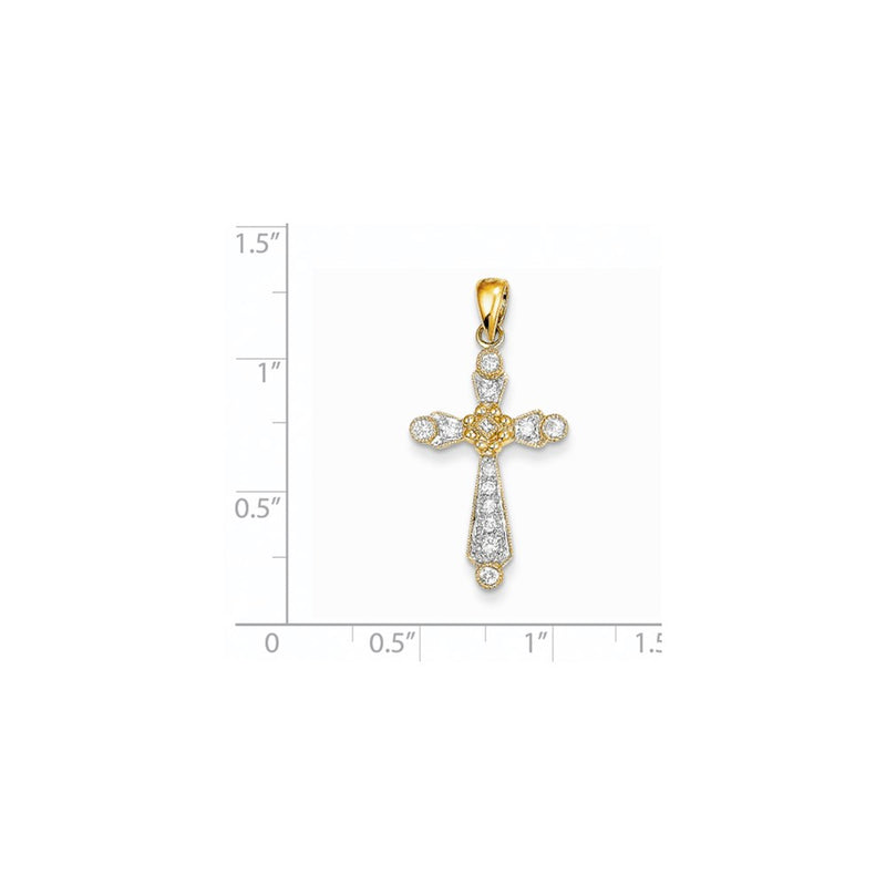 14K Yellow Gold Real Diamond Cross Pendant