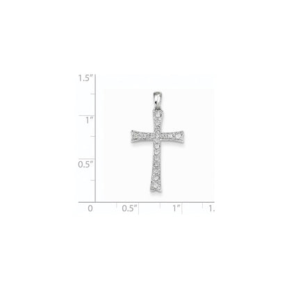 14k White Gold Real Diamond Cross Pendant