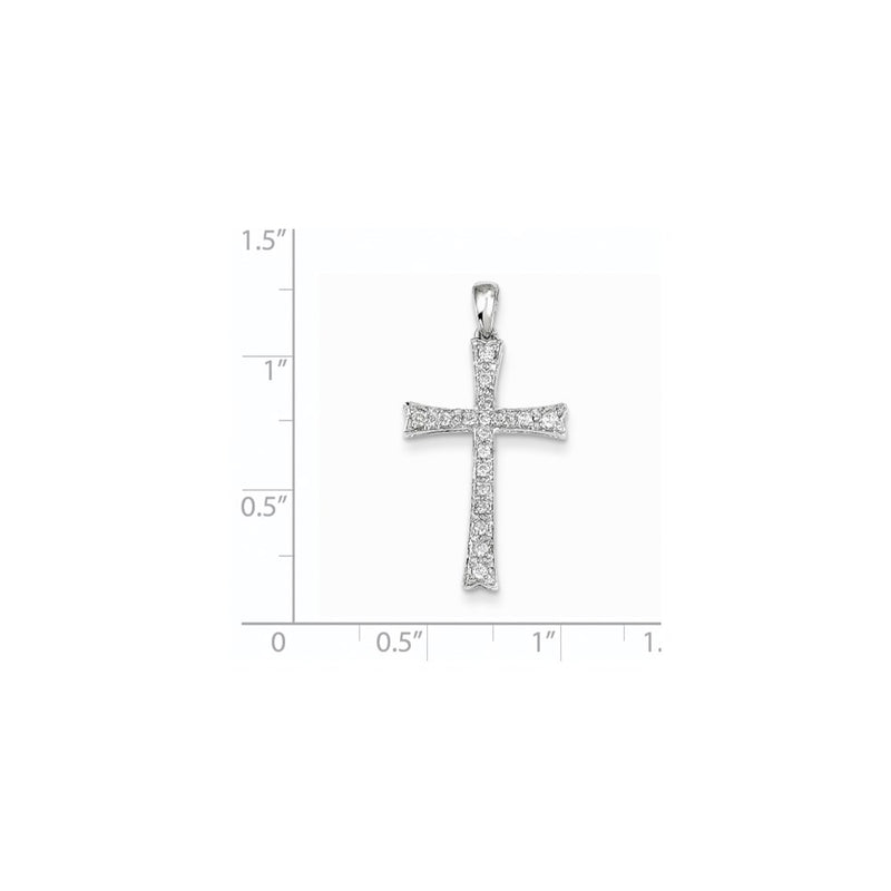14k White Gold Real Diamond Cross Pendant