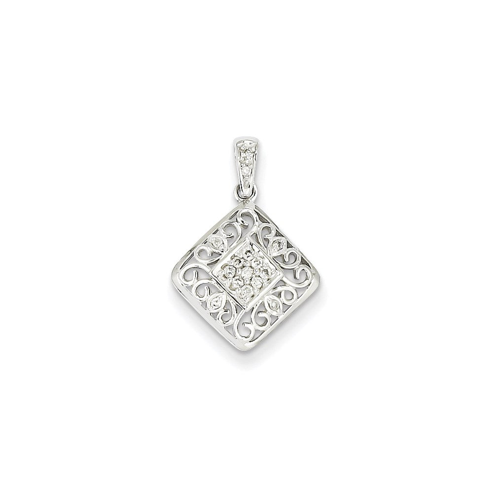 14k White Gold Real Diamond Pendant