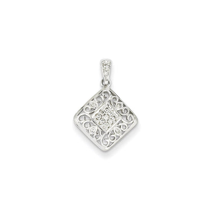 14k White Gold Real Diamond Pendant