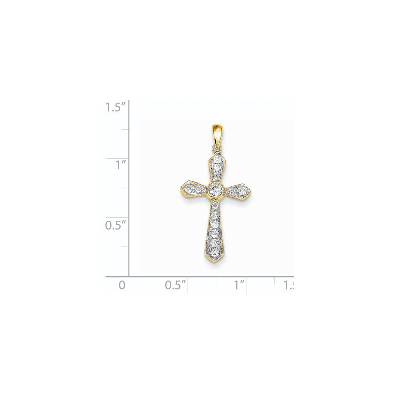 14K Yellow Gold Real Diamond Cross Pendant