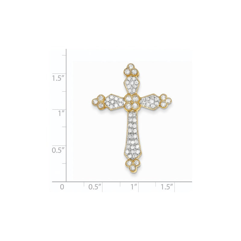 14K Yellow Gold Real Diamond Cross Pendant