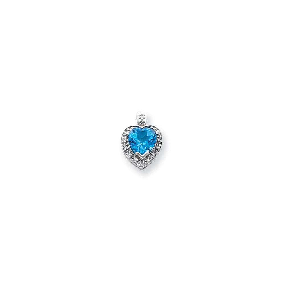 14k White Gold Blue Topaz and Diam
