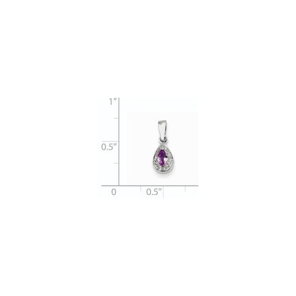 14k White Gold Real Diamond and Pink Sapphire Pendant