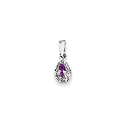 14k White Gold Real Diamond and Pink Sapphire Pendant