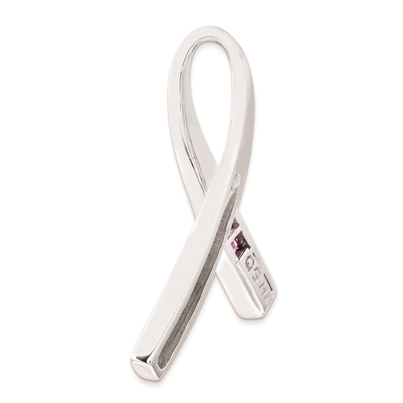14k White Gold Real Diamond & Pink Sapphire Pendant