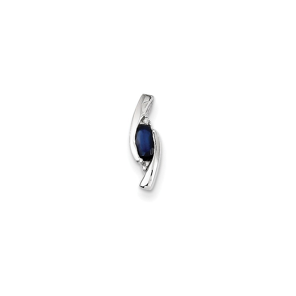 14k White Gold Real Diamond and Sapphire Pendant