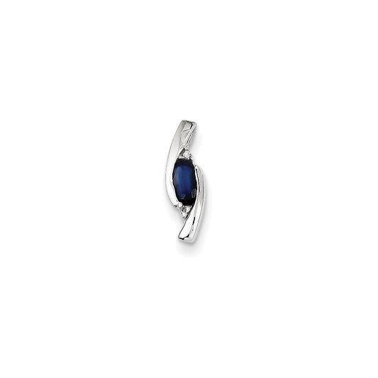 14k White Gold Real Diamond and Sapphire Pendant