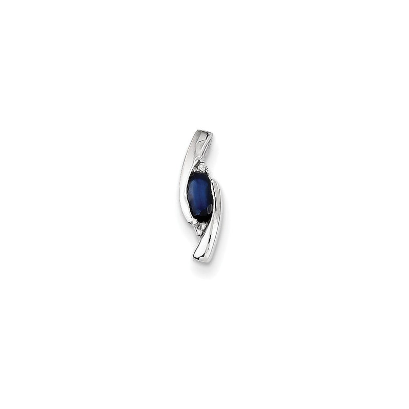 14k White Gold Real Diamond and Sapphire Pendant