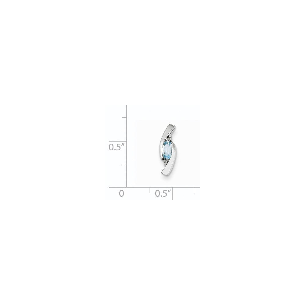 14k White Gold Diamond and Aquamarine Pendant