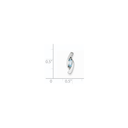 14k White Gold Diamond and Aquamarine Pendant