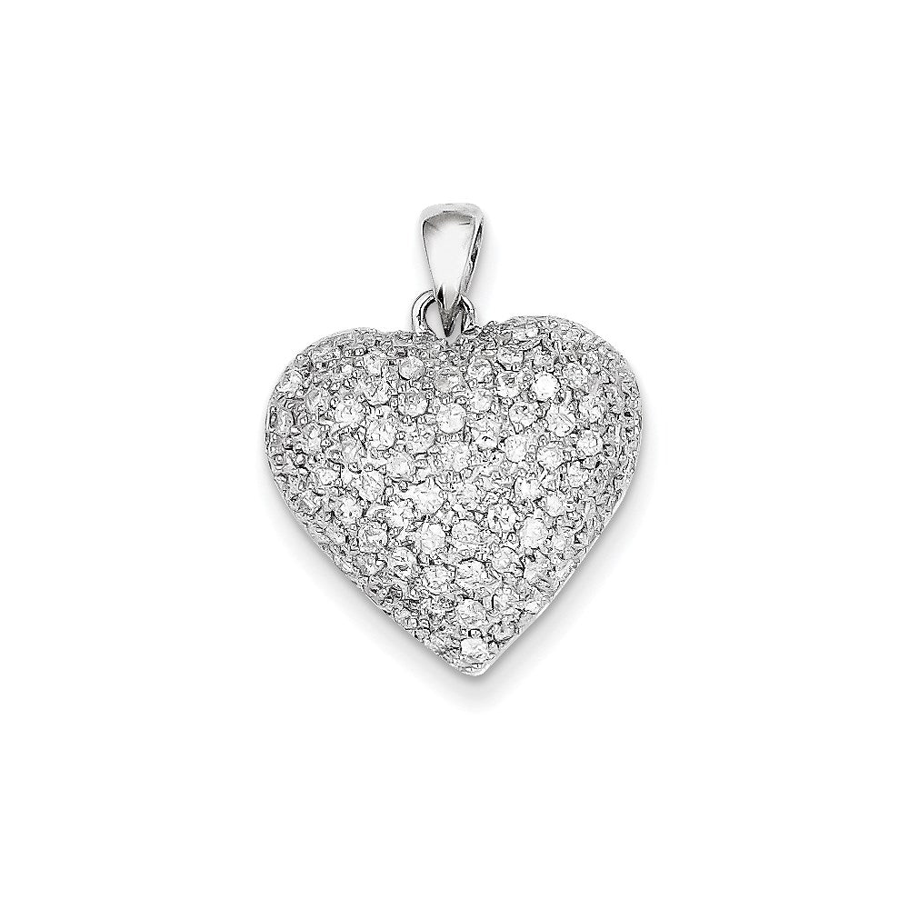 14k White Gold Fancy Diamond Heart