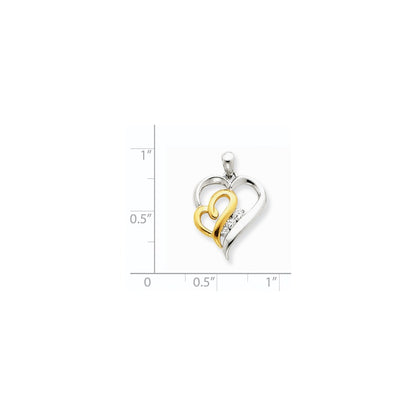 14k Two tone Diamond Heart Pendant