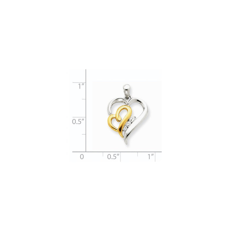 14k Two tone Diamond Heart Pendant