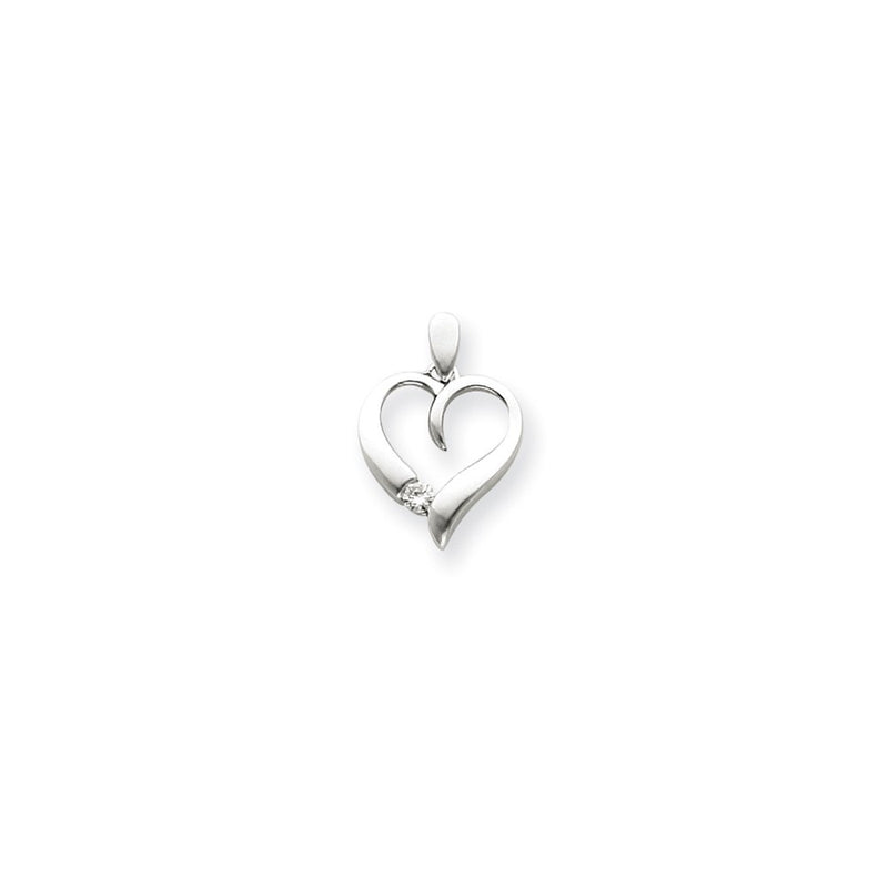14k White Gold Diamond Heart Pendant
