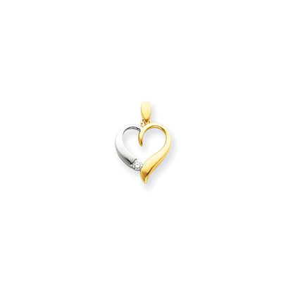 14k Two-Tone Gold Real Diamond Heart Pendant