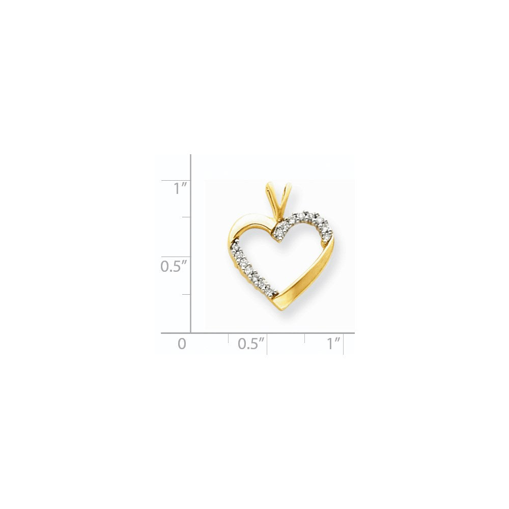 14K Yellow Gold Real Diamond Heart Pendant