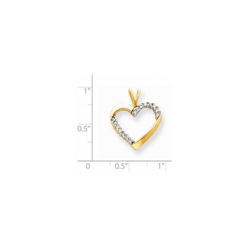14K Yellow Gold Real Diamond Heart Pendant