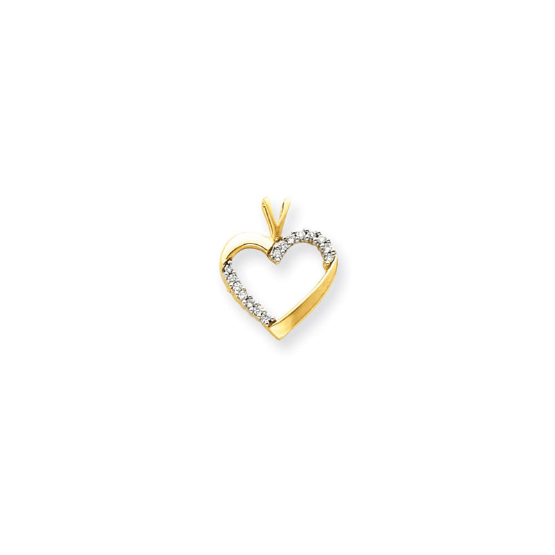 14K Yellow Gold Real Diamond Heart Pendant