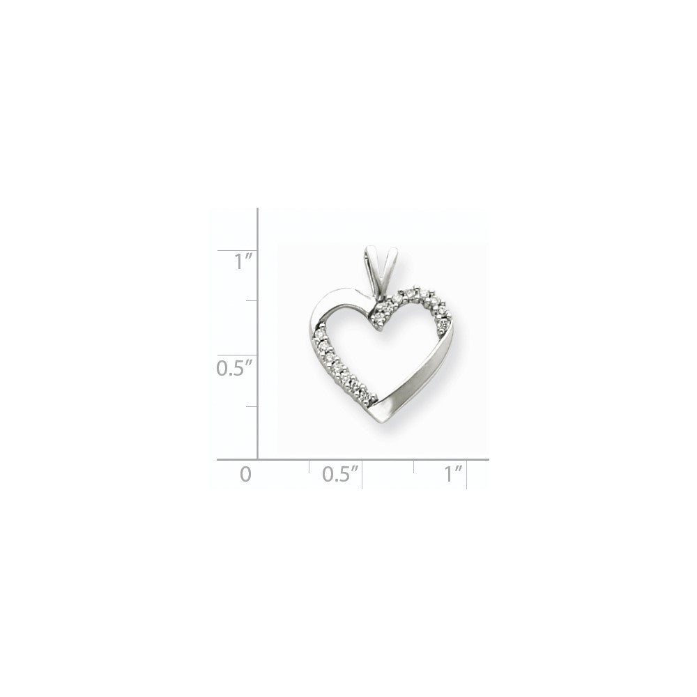 14k White Gold Real Diamond Heart Pendant