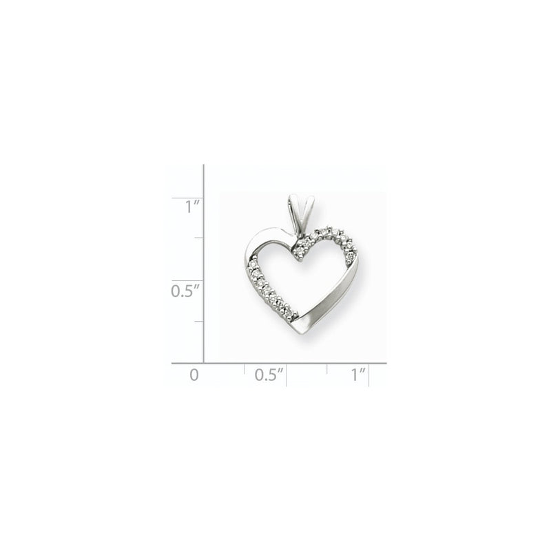 14k White Gold Real Diamond Heart Pendant
