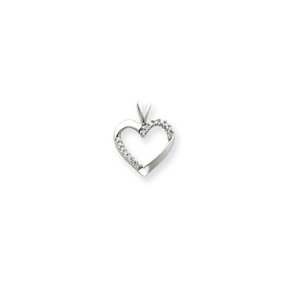 14k White Gold Real Diamond Heart Pendant