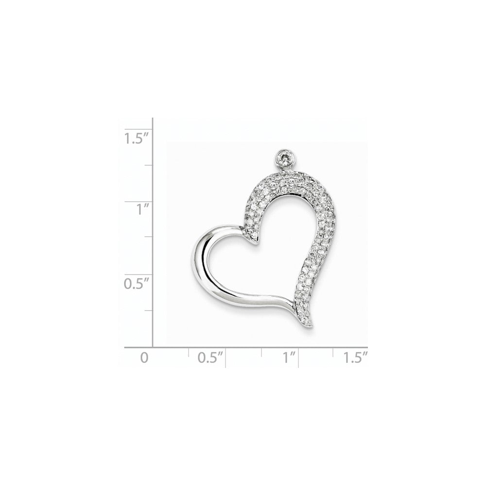 14k White Gold Real Diamond Heart Chain Slide