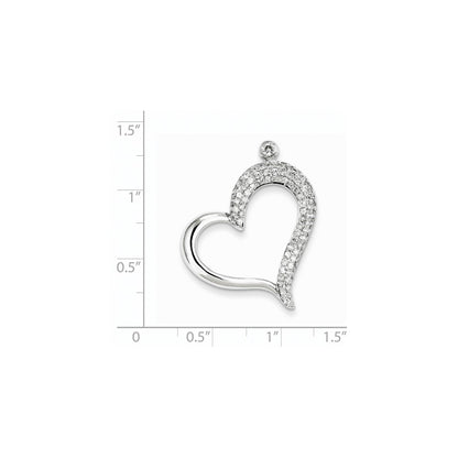14k White Gold Real Diamond Heart Chain Slide