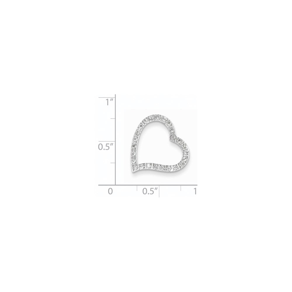 14k White Gold Real Diamond Heart Slide