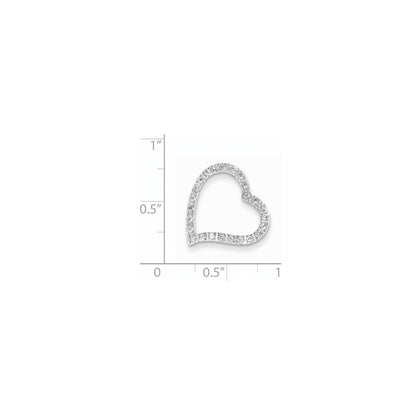 14k White Gold Real Diamond Heart Slide