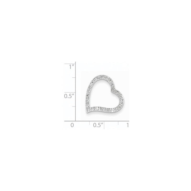 14k White Gold Real Diamond Heart Slide