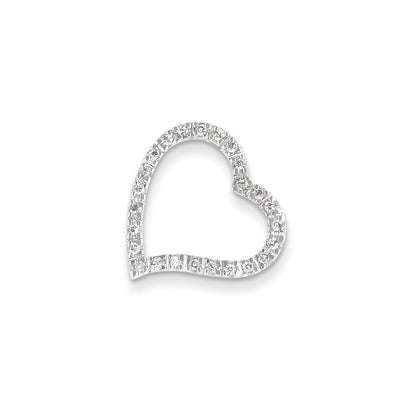 14k White Gold Real Diamond Heart Slide