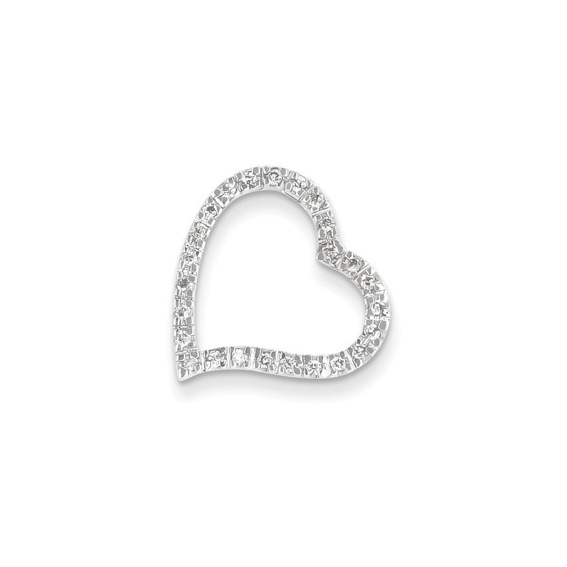 14k White Gold Real Diamond Heart Slide