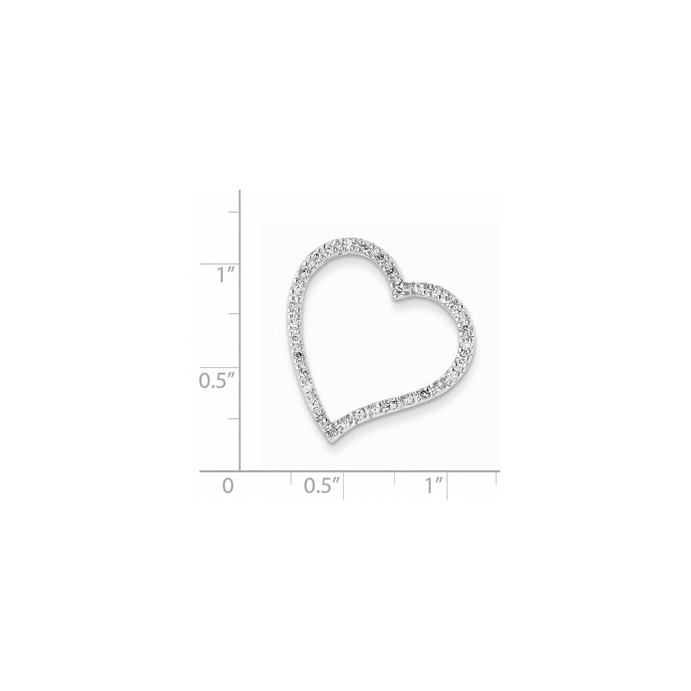 14k White Gold Real Diamond Heart Slide