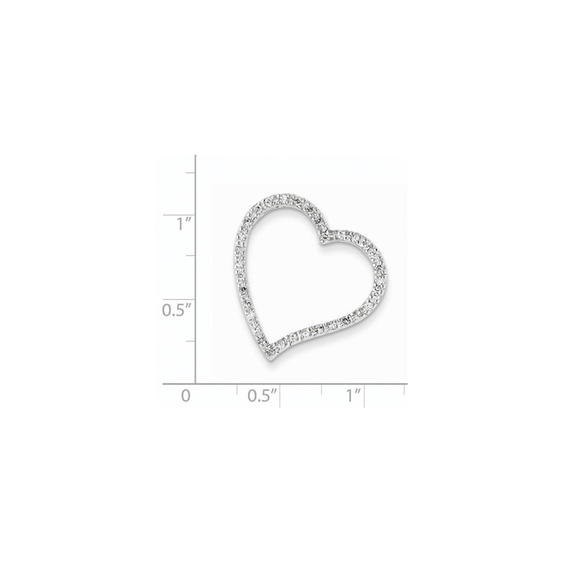 14k White Gold Real Diamond Heart Slide