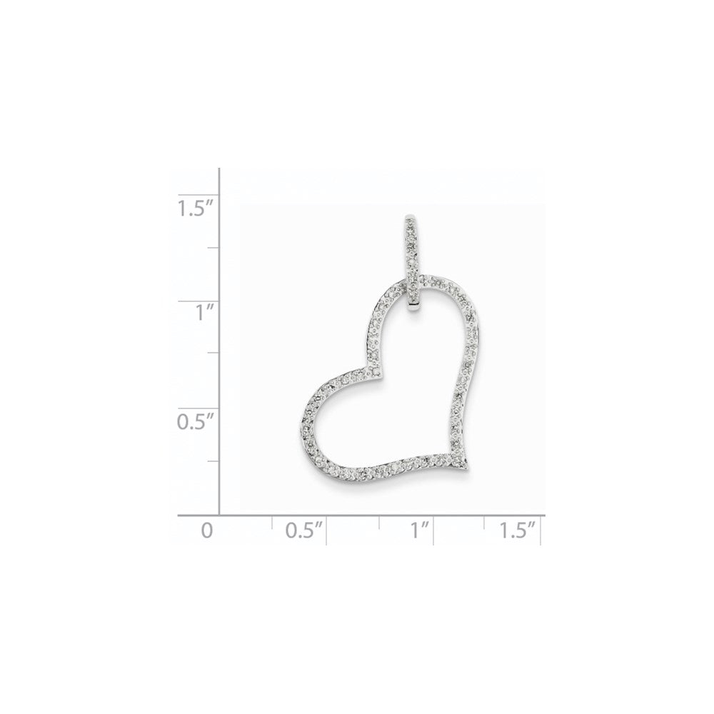 14k White Gold Real Diamond Heart Pendant