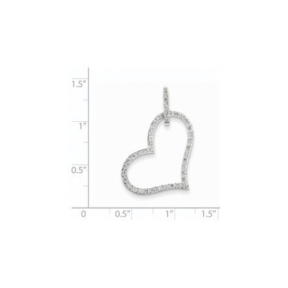 14k White Gold Real Diamond Heart Pendant