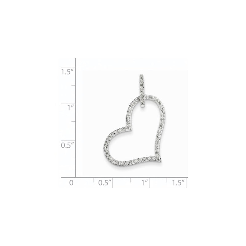 14k White Gold Real Diamond Heart Pendant