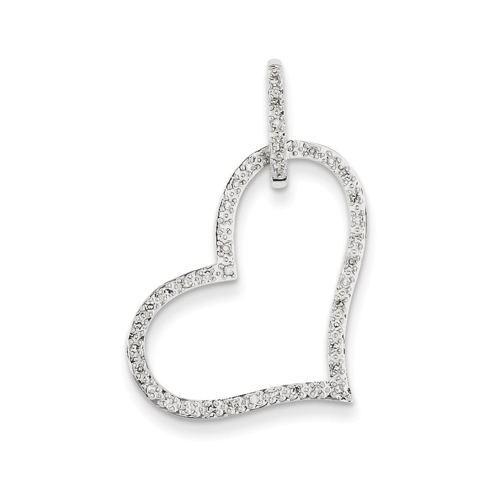 14k White Gold Real Diamond Heart Pendant