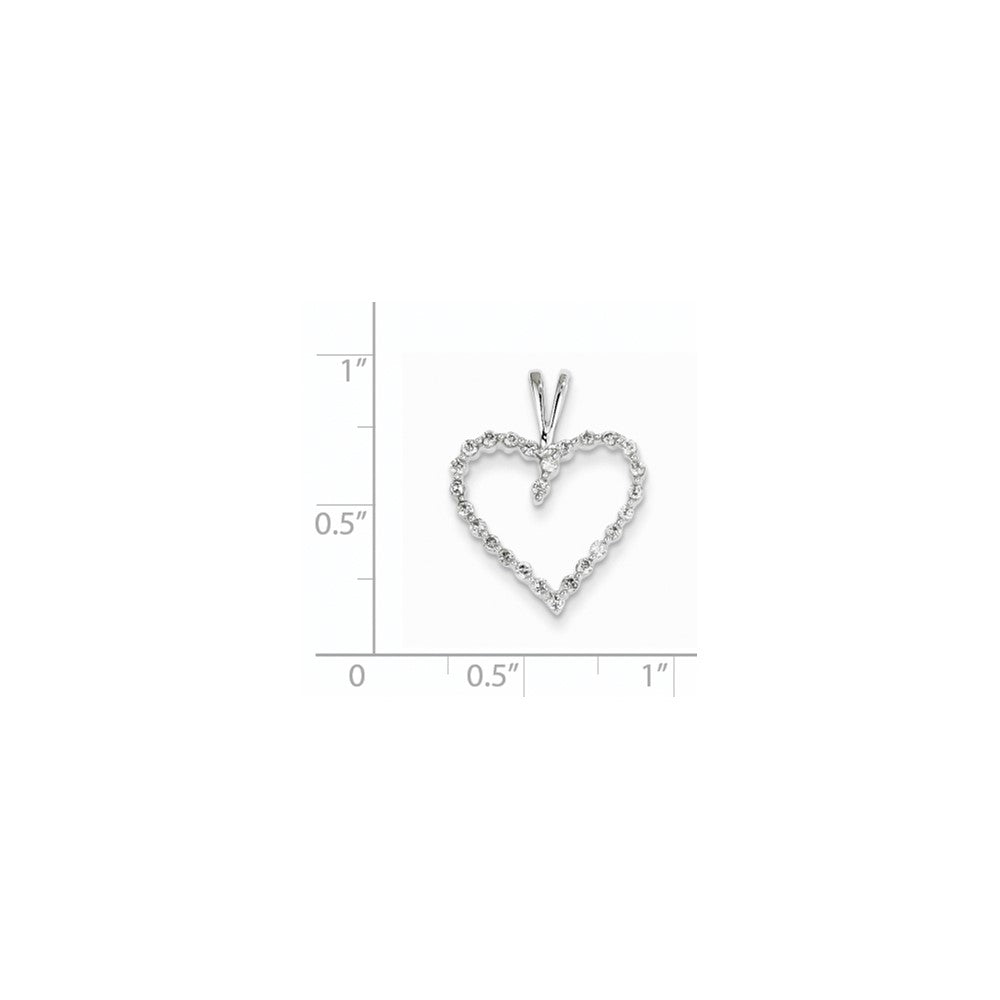 14k White Gold Real Diamond Heart Pendant